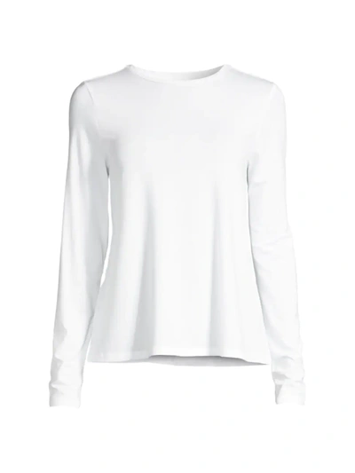 Shop Eileen Fisher Women's Crewneck Long-sleeve Top In White