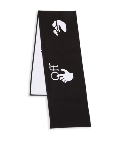 Shop Off-white Wool & Cotton Logo Scarf In Black White