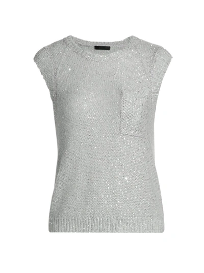 Shop Atm Anthony Thomas Melillo Sequined Knit Shell In Fog