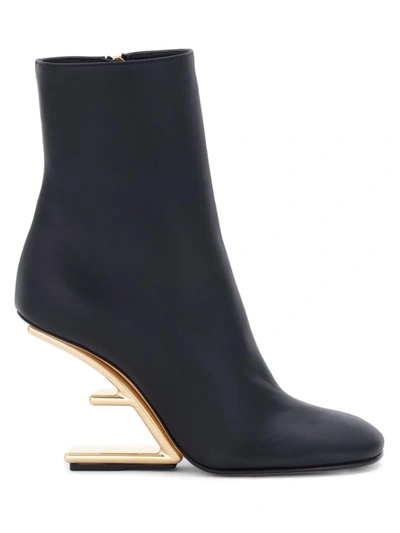 Shop Fendi Women's  First Leather Wedge Booties In Black