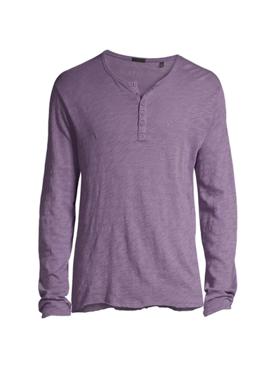 Shop Atm Anthony Thomas Melillo Distressed Cotton Henley Top In Faded Grape