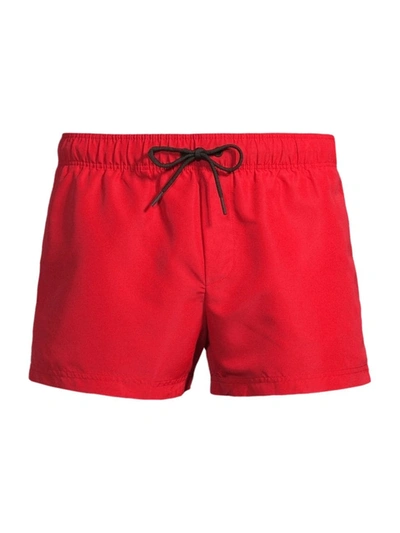 Shop Versace Logo Swim Shorts In Red
