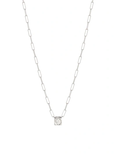 Shop Dinh Van Women's Le Cube Diamant 18k White Gold & Diamond Pendant Necklace