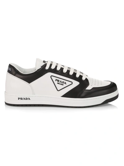 Shop Prada Men's New Avenue Logo Sneakers In Bianco Nero