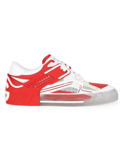 Shop Dolce & Gabbana Men's Logo Skate Sneakers In Rosso Argento