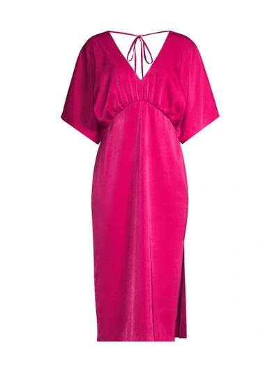 Shop Aidan Mattox Women's Kimono Sleeve Midi Dress In Bright Rose