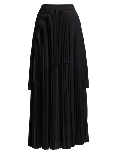 Shop Fabiana Filippi Women's Pleated Asymmetric Hem Skirt In Black