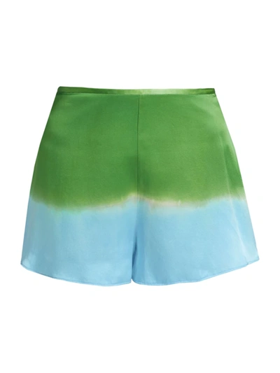 Shop Alejandra Alonso Rojas Women's Hand Dip-dyed Shorts In Green To Blue Dip Dye
