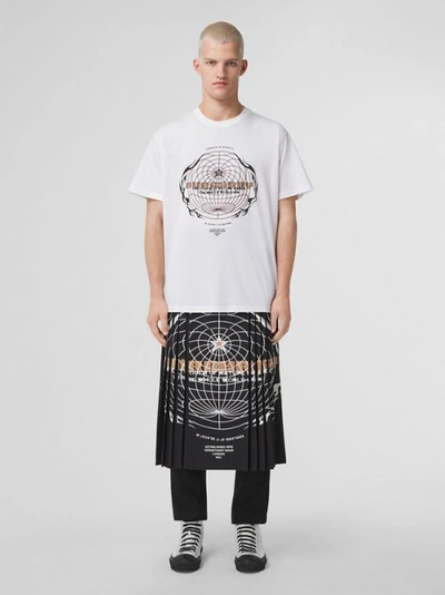 Shop Burberry Globe Graphic Print Cotton Oversized T-shirt In White