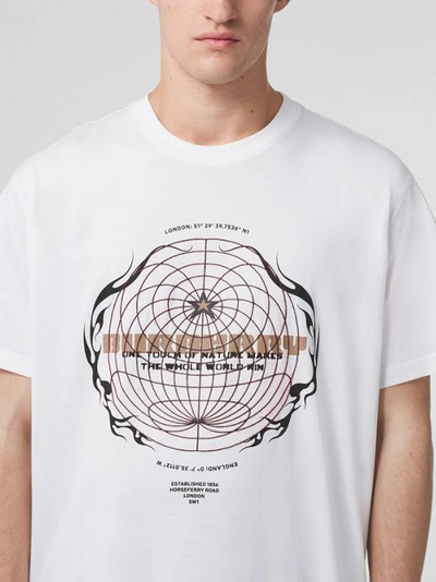 Shop Burberry Globe Graphic Print Cotton Oversized T-shirt In White