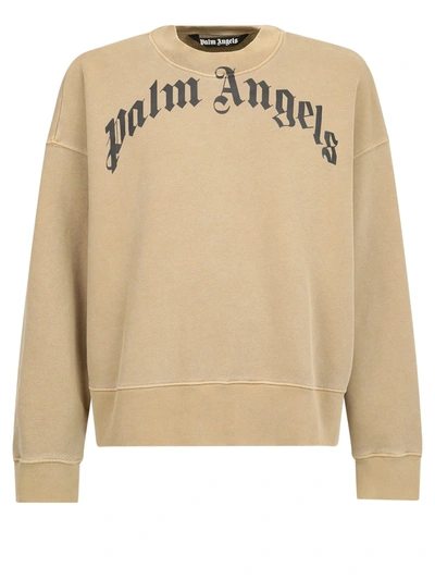 Shop Palm Angels Curved Sweatshirt In Beige