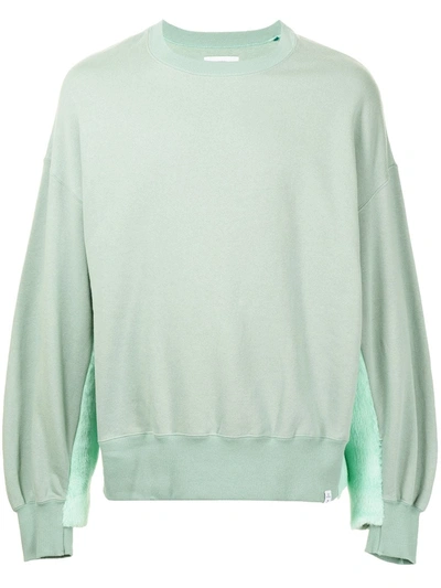 Shop Facetasm Panelled Cotton Sweatshirt In 绿色