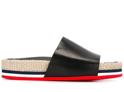 Shop Moncler Evelyne Slides Sandals In Black