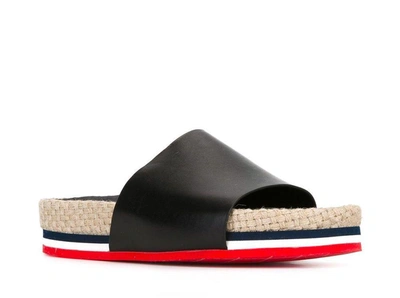 Shop Moncler Evelyne Slides Sandals In Black