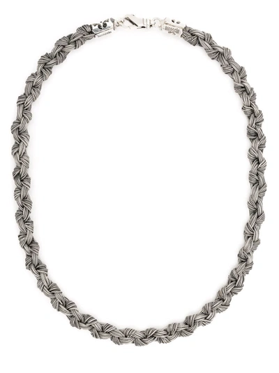 Shop Emanuele Bicocchi Braided Knot Necklace In Silver