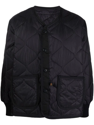 Alpha Industries Quilted Black Jacket In Black