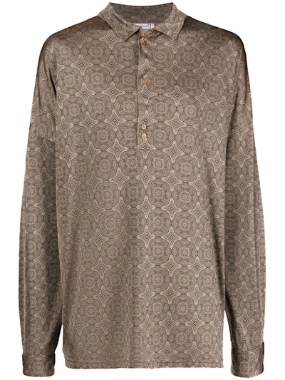 VERSACE Pre-owned 1980s Baroque Pattern Polo Shirt In Brown