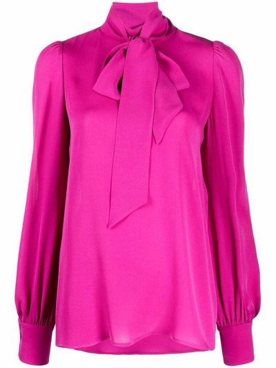 Shop Valentino Pussy-bow Collar Blouse In Pink