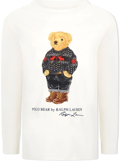 Shop Ralph Lauren Polo Bear Long-sleeve Top In White