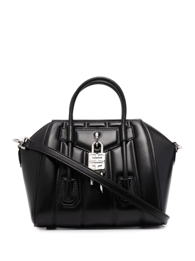 Shop Givenchy Mini Antigona Lock Tote Bag In Black