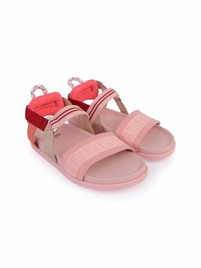 Shop Fendi Teen Ff-motif Sandals In Pink