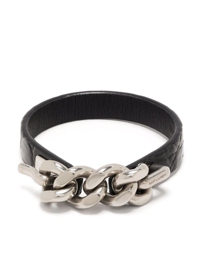 Shop Saint Laurent Chain-detail Bracelet In Black