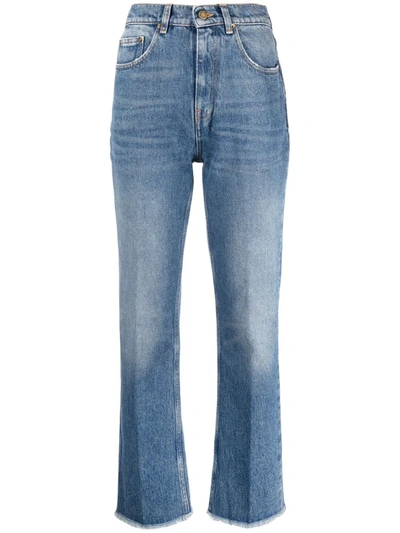 Shop Golden Goose Faded Cropped Jeans In Blue