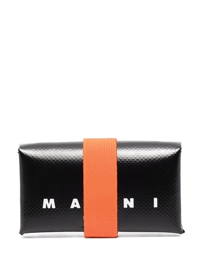 Shop Marni Logo-print Folded Wallet In Black