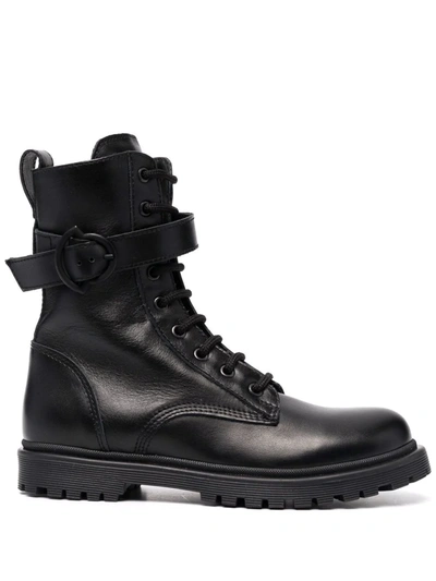 Shop Moncler Carinne Lace-up Combat Boots In Black