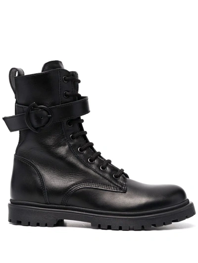 Moncler Petite Carinne Leather Ankle Boots In Black