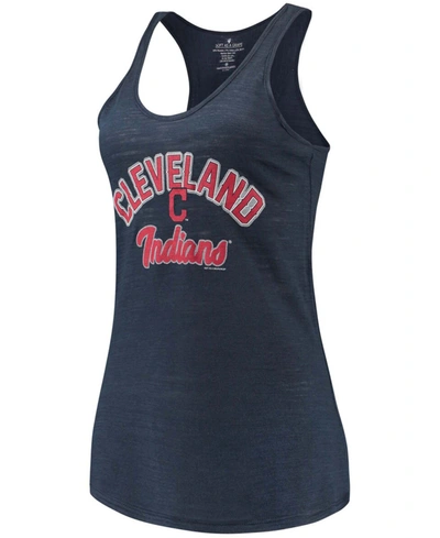Shop Soft As A Grape Women's Navy Cleveland Indians Multicount Racerback Tank Top