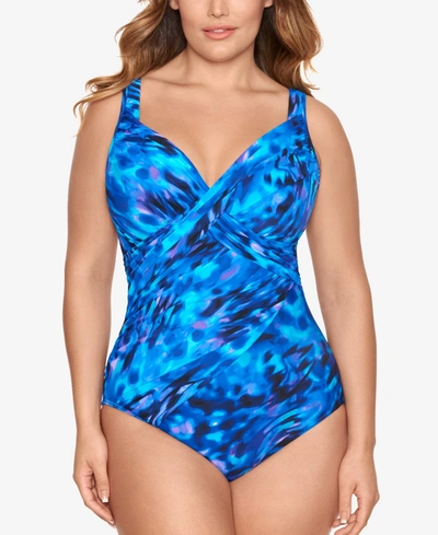 Shop Miraclesuit Revele Underwire One-piece Swimsuit Women's Swimsuit In Cloud Leopard Blue