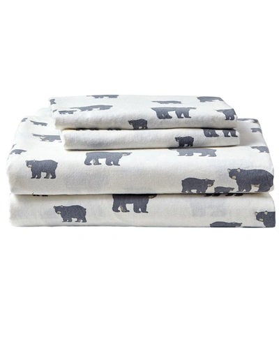 Eddie Bauer Ski Patrol Cotton Flannel 4-piece King Sheet Set Bedding In Bear Family