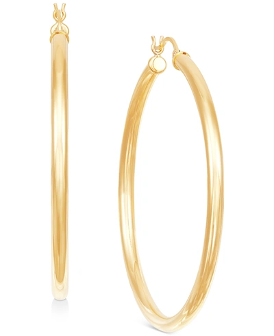 Shop Macy's Polished Tube Round Hoop Earrings In 14k Gold, 50mm