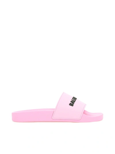 Shop Balenciaga Flip Flops In Light Pink/black