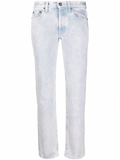 Shop Saint Laurent Bleached Straight-leg Jeans In Blue