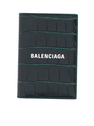 Shop Balenciaga Wallets & Purses In Forest Green/l White