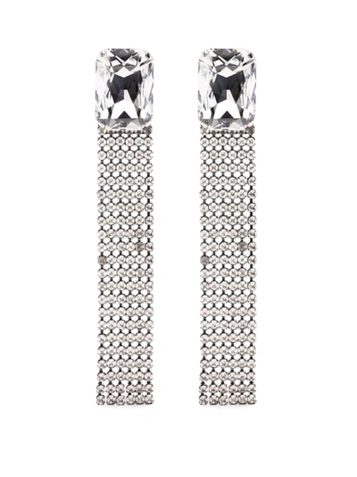 Shop Saint Laurent Silver-tone Chunky Rhinestone Drop Earrings