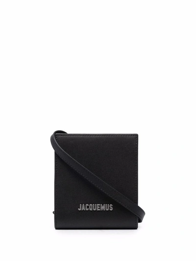 Shop Jacquemus Men's Black Leather Messenger Bag