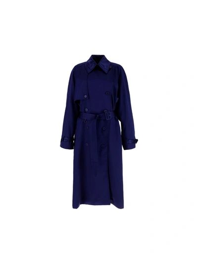 Shop Balenciaga Women's Blue Other Materials Trench Coat
