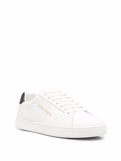 Shop Palm Angels Women's White Leather Sneakers