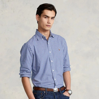 Shop Ralph Lauren Classic Fit Gingham Oxford Shirt In Blue/white