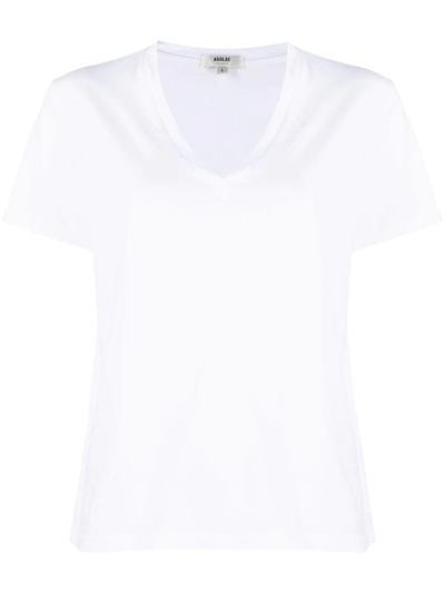 Shop Agolde White V-neck T-shirt