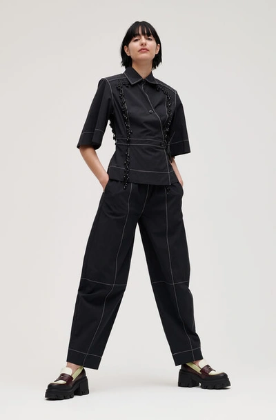 Shop Ganni Elasticated Curve Trousers