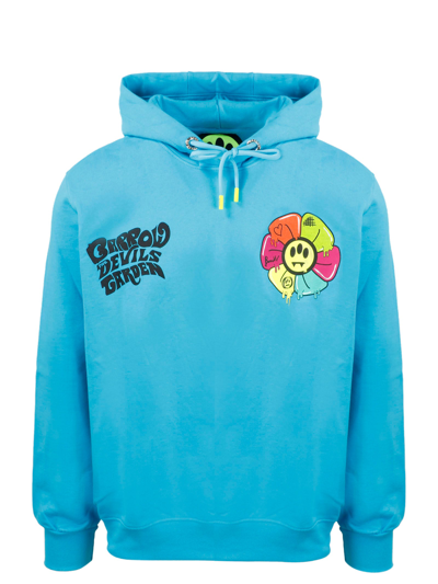 Shop Barrow Graphic Print Drawstring Hoodie In Blue