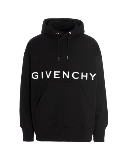 Shop Givenchy Logo Printed Hoodie In Black