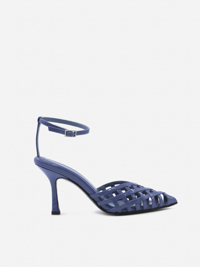 Aldo Castagna Chiara Leather Sandals In Denim | ModeSens