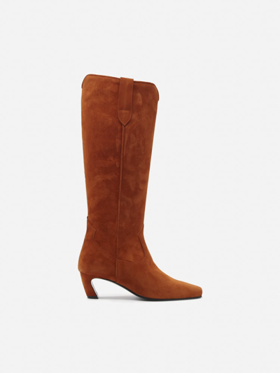 Shop Aldo Castagna Belen Velor Boots In Suede In Rust