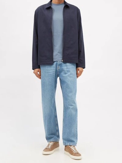 Sunspel Cotton-drill Harrington Jacket In Blue | ModeSens