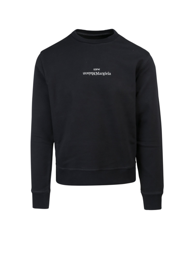 Shop Maison Margiela Embroidered Logo Sweatshirt In Black